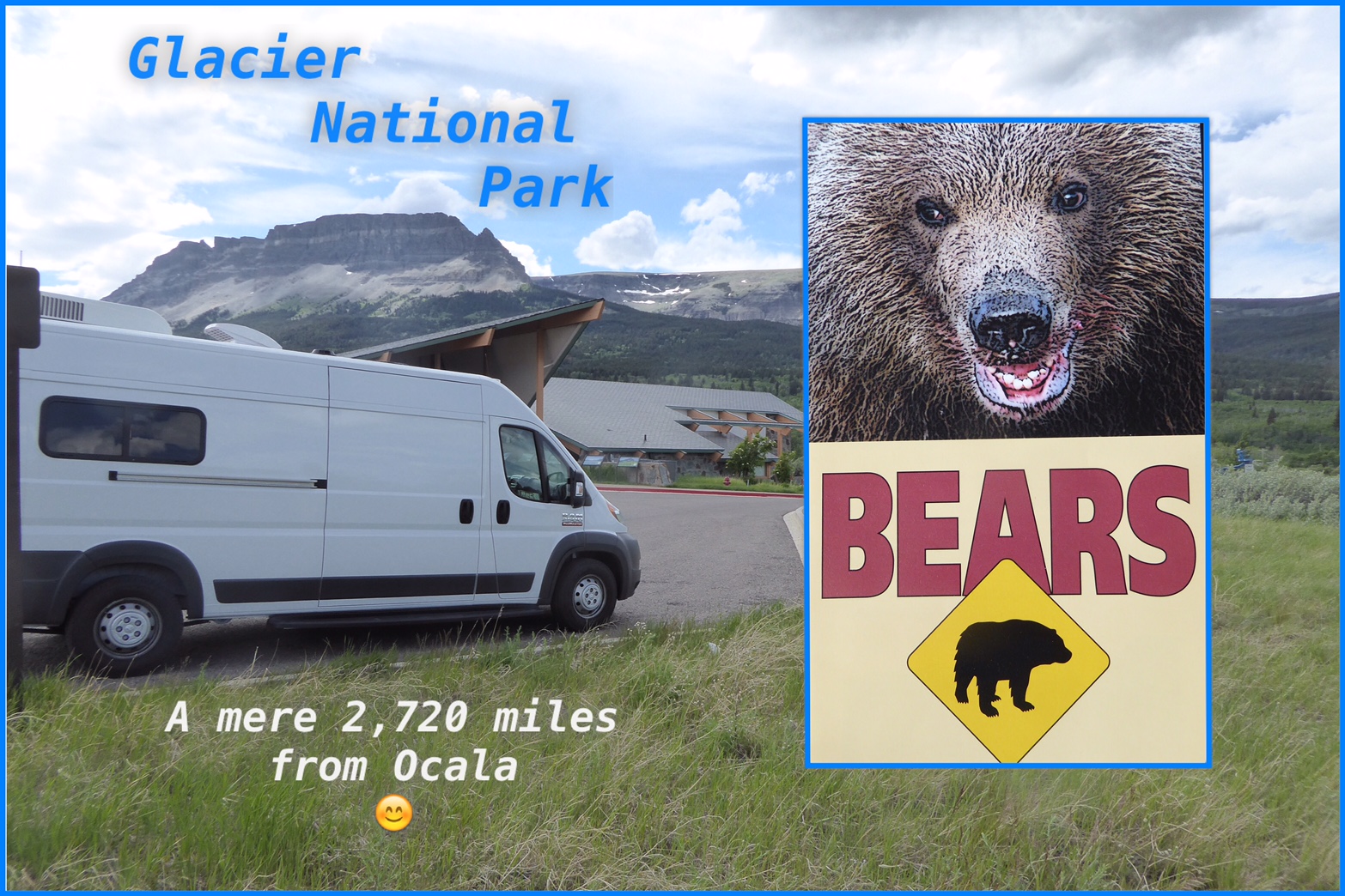 This was a picture of an RV with a bear photoshopped next to it. 